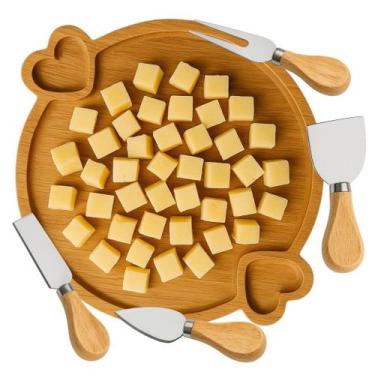 Imagem de Kit Petisqueira 3 Divisórias + Jogo 4 Utensílios P/ Queijo - Kadê