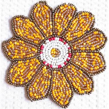 Imagem de Porta-copos de flores com contas de vidro verdadeiro, conjunto de 2 porta-copos étnicos florais para chá, café ou decoração de casa, tapetes de mesa de contas de vidro intrincadamente trabalhados