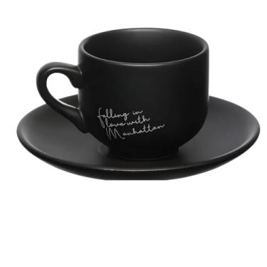 Imagem de Conjunto de Xícaras de Café em Porcelana com Pires 6 Peças Cor Preta Coleção Manhattan