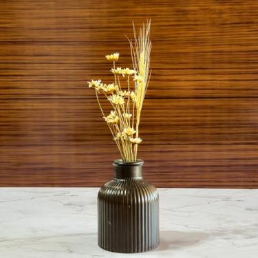 Imagem de Arranjo de Flores Sempre-Vivas Naturais em Vaso Decorativo, 15 cm, Branco com Padrão Art Déco (12)