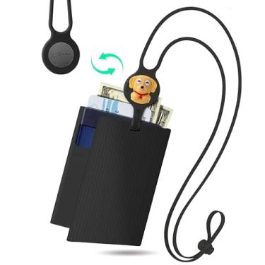 Imagem de Bone Lanyard Passport-Lite - Carteira de silicone impermeável para passaporte, acessório de viagem - Carteira para passaporte, Preto - Miling Dog, Suporte de pescoço de passaporte lavável em silicone