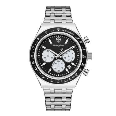 Imagem de Relógio Phillip London Masculino Ref: Pl80403623m Pr N Cronógrafo Prateado