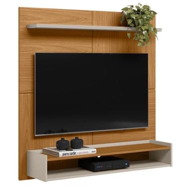 Imagem de Painel Para Tv 50 Pol Bancada Suspensa 120cm Perfect L06 Nature-off White - Mpozenato