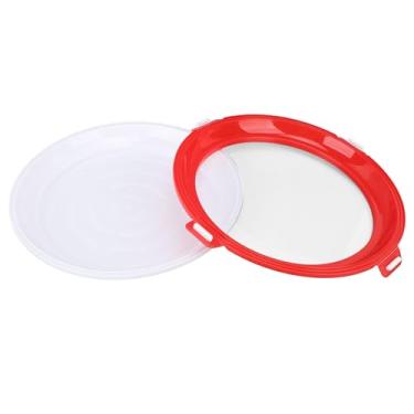 Imagem de Bandejas empilháveis de armazenamento de alimentos, bandeja de preservação de plástico para economizar espaço (vermelho redondo)