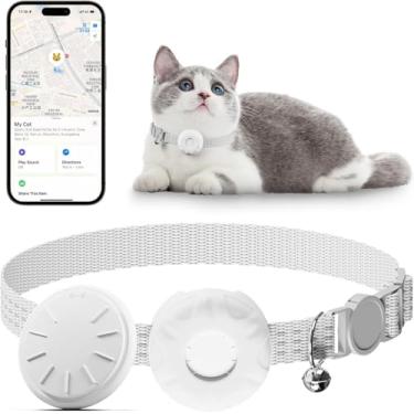 Imagem de Rastreador de gatos, mini rastreador GPS para gatos, rastreador inteligente de atividades para animais de estimação, compatível com Apple Find My(somente iOS), etiqueta localizadora antiperda para
