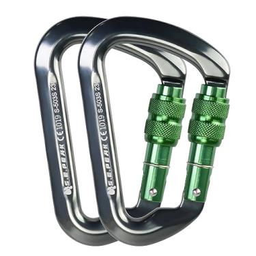 Imagem de S.E.PEAK Mosquetão De Escalada Com Trava Sepeak Uiaa Ce 30Kn, Clipe Parafuso Profissional Resistente Para Ao Ar Livre, Montanhismo, Rapel, Camping, Caminhada, Balanço, Gancho Grande D/6744 Lb, 2 Peç