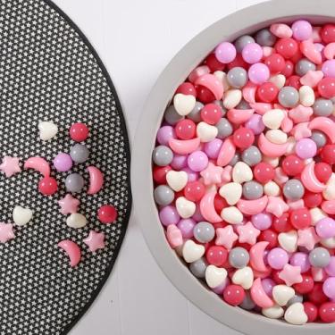 Imagem de GOGOSO Bolas De Piscina Em Formato Coração E Lua, Brincar Para Piscina, 100, 200, 500, 1000, À Prova Esmagamento, Sem Bpa, Crianças Pequenas, Bebês, Tom Pastel, Rosa Suave