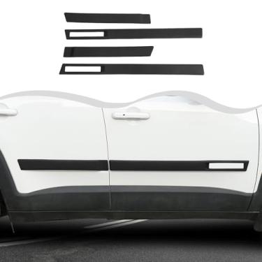 Imagem de HTHE Capa de moldagem lateral de porta ABS preta 4 peças para Jeep Renegade 2015-2023