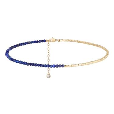 Imagem de MYEARS Tornozeleira feminina com contas de ouro 14K, simples, delicada, feita à mão, joia boho, praia, One Size, Latão Metal Ouro amarelo, Sem Pedra Preciosa