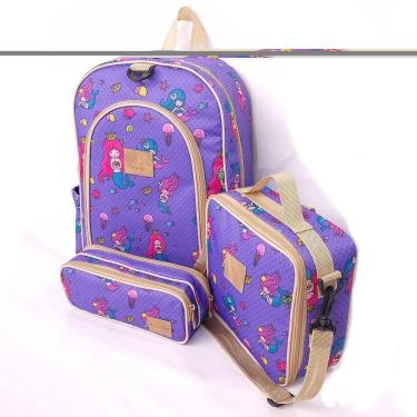 Imagem de Kit Mochila Escolar Infantil Completo Menina Menino Bolsa