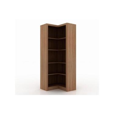 Imagem de Estante Livreiro Solteiro ME4132 de Canto c/ 4 Prateleiras Amêndoa - Tecno Mobili