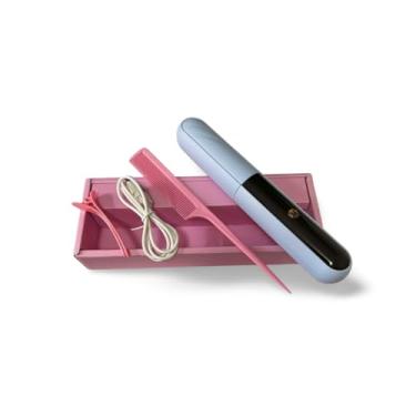 Imagem de Mini Pente Alisador Elétrico Portátil, Escova Alisadora com Cabo USB, Lilás