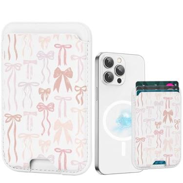 Imagem de BayPastel X Para carteira Magsafe, suporte magnético para cartão para iPhone 16/16e/15/14/13/12 Pro/Max/Plus/Mini, bolso de telefone magnético forte de couro, design fofo para cartão de crédito, serve