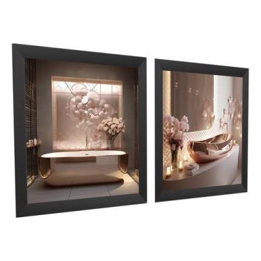 Imagem de Kit 2 Quadros Decorativos Banheiro,toalete,lavabo, Cobre (Preto)