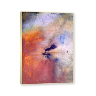 Imagem de NHLDZYH Moldura dourada champanhe. Impressões de Emil Nolde, (Mar tranquilo), reproduções de pinturas famosas, imagem de arte abstrata para sala de estar quarto decoração de casa. 40 x 56 cm-15,7 x