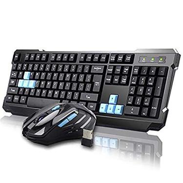Imagem de UniFire Teclado para jogos V60 à prova d'água 2,4 G sem fio com controle DPI para desktop, PC, laptop, teclado sem fio e mouse (preto)
