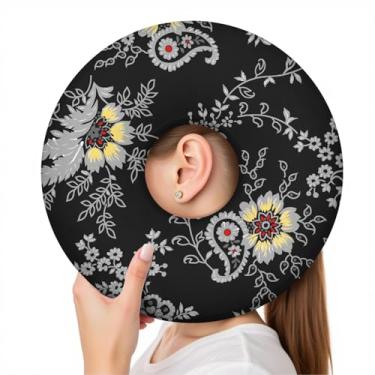 Imagem de wxmbdzq Travesseiro de piercing de orelha para dormir de lado, almofada de donut com orifício de orelha, capa lavável, alívio de dor de ouvido, pressão de ouvido, protetor de ouvido para cuidados