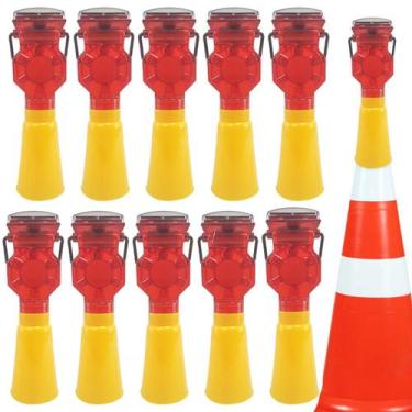 Imagem de Sinalizador Solar Viario Cone Iluminaçao Kit 11 Uni Sinalizaçao Pista 