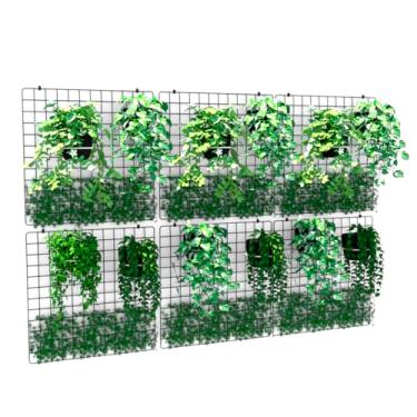 Imagem de Jardim Vertical com Telas em Aço Aramado 60x60cm para Horta Suspensa Expositor de Vasos Plantas Orquídeas Parede Verde (6, Preto)