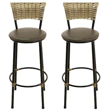 Imagem de KIT 2 BANCOS BANQUETAS ALTA COZINHA BALCÃO AREA VIME JUNCO (MARROM)