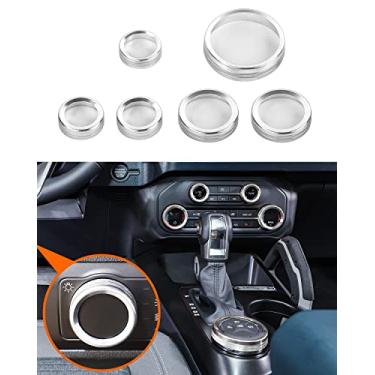 Imagem de Savadicar CKT01 Conjuntos de acabamento de botão de controle de alumínio, farol / 4 WD/HVAC - biséis de anel de botão de controle climático, ar-condicionado/capa de interruptor de rádio para Ford