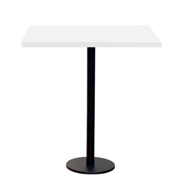 Imagem de Mesa Pisa Beta Bistrô Fratini 107,50cm (a) Disco Redondo Preto Tampo Mdp Quadrado Branco 60cm (l)