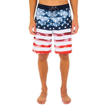 Imagem de Hurley Men's Phantom Patriot Cheers USA Flag 20" Board Shorts, White, 30