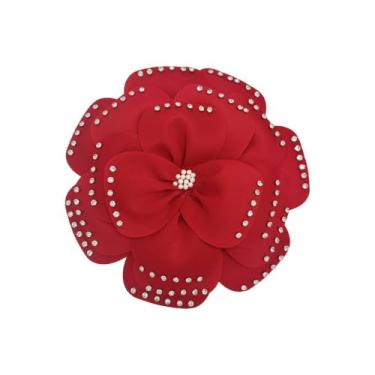 Imagem de Broche de flor grande exagerado de 29 cm para mulheres delicado strass grande camélia xaile broches alfinetes de lapela elegante casamento baile banquete festa joias presente, Large, Poliéster, Sem