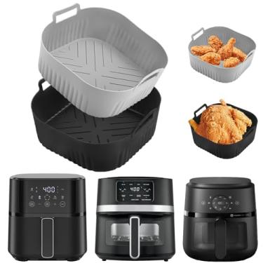 Imagem de 2 forros de silicone para fritadeira a ar de 19,8 cm, forros de fritadeira a ar para Chefman/Instant Pot Vortex Plus/Beelicious/Gourmia/Beelicious Pro/Cuisinart/GreenLife/CULINARY CHEF/Philips NA229