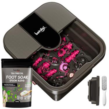 Imagem de Beinilai Banheira De Hidromassagem Dobrável Para Os Pés Com Aquecimento, Espuma, Rolos Massagem, Escalda-Pés Óleo Melaleuca E Sal Epsom, Lixa Pedicure, Luz Vermelha, Pedra-Pomes Removível, Spa Pedic