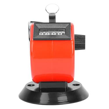 Imagem de Berm Contador manual de plástico ABS de 4 dígitos com base de gancho para estatísticas de dados e participação em conferências (vermelho)