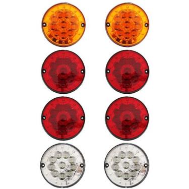 Imagem de KIT 8 Lanterna Traseira 10 LED 12 volts Ø 12.5 cm - Ônibus Caio / Marc