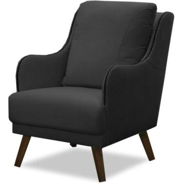 Imagem de Poltrona Para Sala Decorativa C- Tachas Sarah Veludo Cinza - KONFORT M