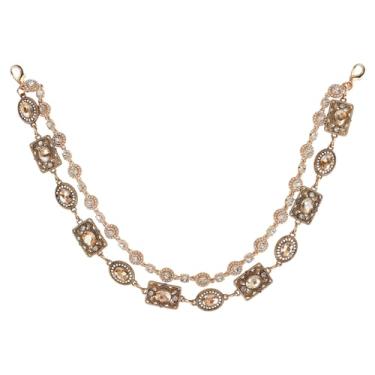 Imagem de Semato Cinto feminino de corrente para calças com design floral esculpido em metal dourado