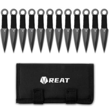 Imagem de REAT Produtos De Arremesso - 12 Peças, 6" Aço Inoxidável 440 Com Cabo Enrolado, Inclui Estojo Transporte Nylon Para Armazenamento Seguro Em Competições, Treinamentos E Recreação