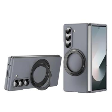 Imagem de Capa para Galaxy Z Fold6 com suporte magnético e película temperada com sensor de pele e capa à prova de choque (para Galaxy Z Fold6/cinza)