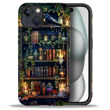 Imagem de DAIZAG Capa compatível com iPhone 15 Plus, Book Lover Bookshelf padrão completo plástico macio TPU, capa de canto de proteção dupla para iPhone 15 Plus