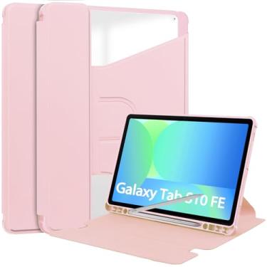 Imagem de YRH Capa protetora para Galaxy Tab S10 FE de 10,9 polegadas 2025, suporte giratório 360 com suporte de caneta para tablet Samsung S10 FE/S9 FE 10,9 polegadas (rosa)
