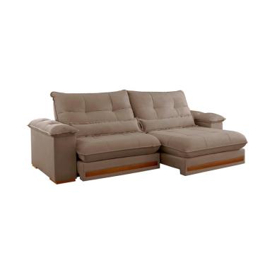 Imagem de Sofá 3 Lugares Retrátil e Reclinável Qatar Veludo Marrom 240 cm