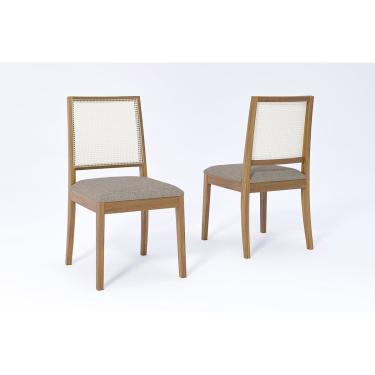 Imagem de Cadeira Sala de Jantar Marcela Kit 2 Un Carvalho/Linho Bege - Cimol