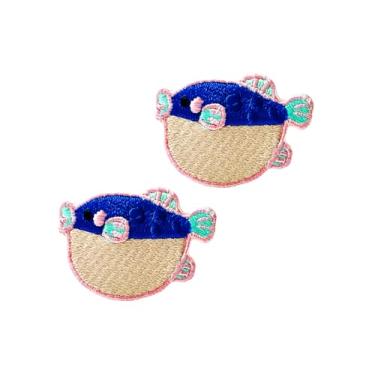 Imagem de Bru_289 Conjunto de 2 peças Mini Peixe Puffer Balão Peixe Blowfish Logotipo de Desenho Animado Fofo 1 Patches Costura Ferro em Aplique Bordado Emblema Sinal Remendo Roupas Fantasia DIY
