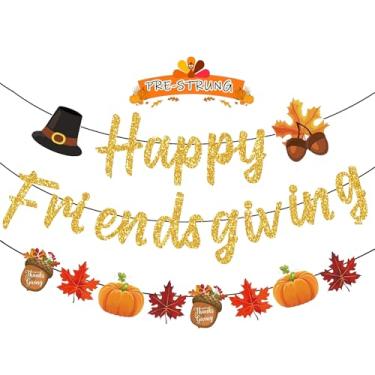 Imagem de Decorações de banner pré-amarradas felizes de ação de amigos com guirlanda para decoração de festa de ação de graças no outono decoração de festa de ação de graças casa escritório interior lareira