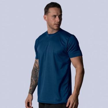 Imagem de Camiseta esportiva Dry Fit masculina academia treino - GILUZ, Azul mar
