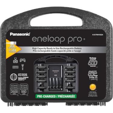 Imagem de Panasonic K-KJ75KHC82A Eneloop Pro - Baterias recarregáveis de alta capacidade 8AA, 2AAA, carregador de bateria avançado com porta de carregamento USB e capa de armazenamento de plástico