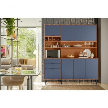Imagem de Kit Cozinha Viena Com 7 Portas E 3 Gavetas Jequitiba Azul Lord Lukaliam