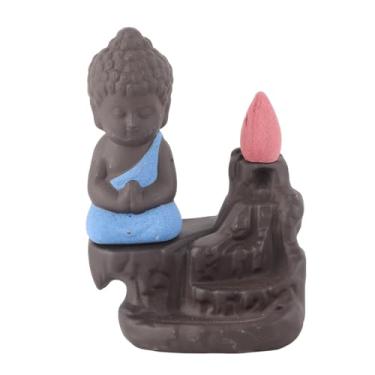 Imagem de GLOGLOW Titular de Incenso de Refluxo da Cascata, Purple Sand Material Material Monk Backflow Incense Burner Adequado para Professores e Anciãos de Amigos da Família (Azul -celeste)