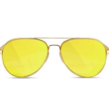 Imagem de grinderPUNCH - Óculos de Sol Masculinos Grandes Aviador com Lentes Amarelas - 100% Proteção UV