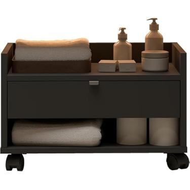 Imagem de Gabinete para Banheiro Armário Multiuso Organizador com Gaveta (Preto)