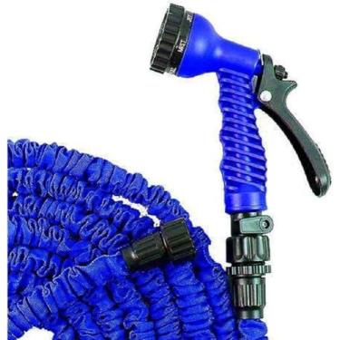 Imagem de Mangueira Jardim Expansível 12 Metros, Super Resistente com 7 Tipos de Jatos d'Água - Versátil para Jardim, Quintal e Limpeza (Azul) Nakasaki
