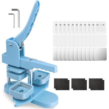 Imagem de Máquina De Fazer Crachás,fabricante De ímã De Geladeira Quadrado De 50 Mm,máquina De Prensa De Botão Com 100 Conjuntos De Suprimentos De Fabricação De Botões De ímã Quadrado, Botão De Crach